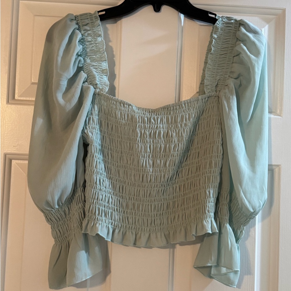 Smocked Sage Green Women's Top